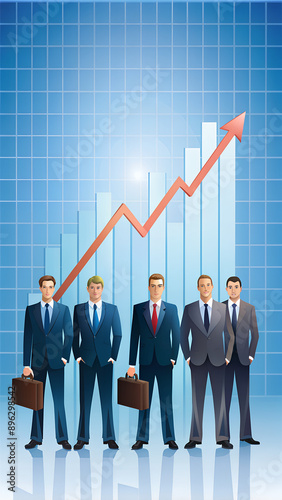 businessmen with growth graph vector photo