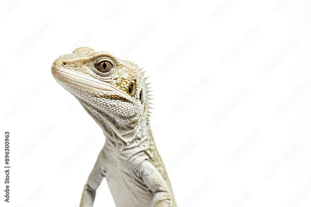 Obraz premium Close-up of a lizard's head against a white background