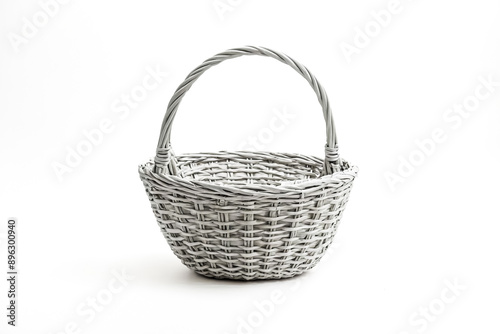 White wicker basket on a white background