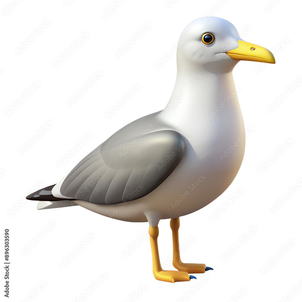 Obraz premium Cartoon seagull bird illustration isolated on the transparent background