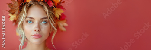 Woman With Autumn Leaves in Hair