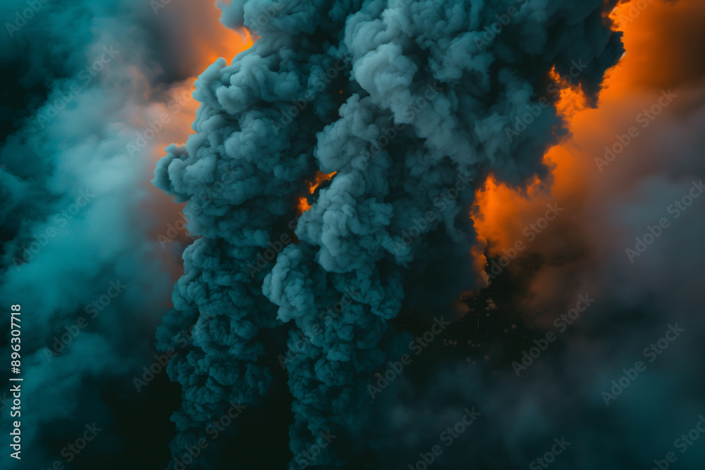 A Dense Cloud of dark Smoke Rising into the Sky symbolising air pollution A Dense Cloud of dark Smoke Rising into the Sky symbolising air pollution