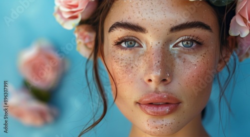 Woman With Flower Crown and Freckles
