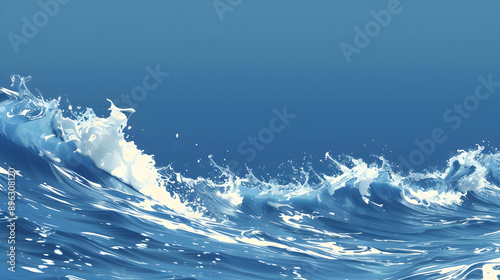 Abstract Ocean Wave: An abstract representation of an ocean wave on a solid cerulean blue background.


 photo