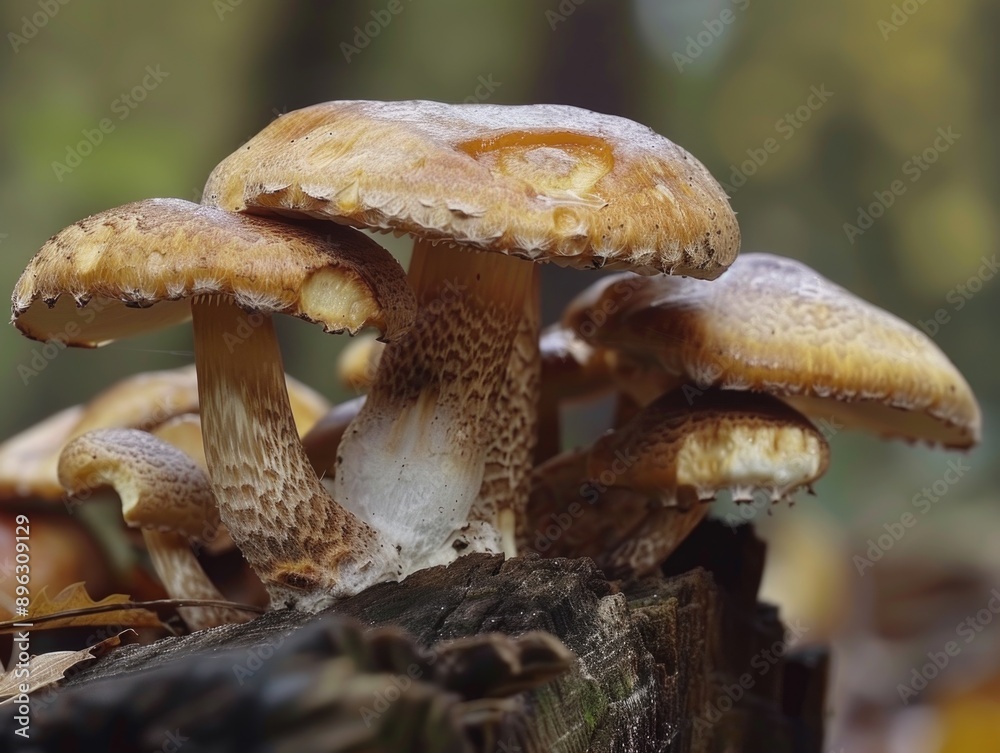 These mushrooms are growing from a tree stump, showing the resilience of life in various environments.