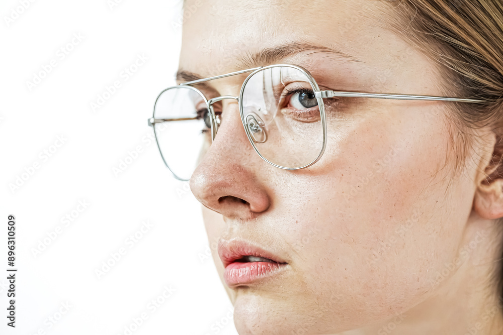 Close-up portrait of a woman with glasses Close-up portrait of a woman with glasses