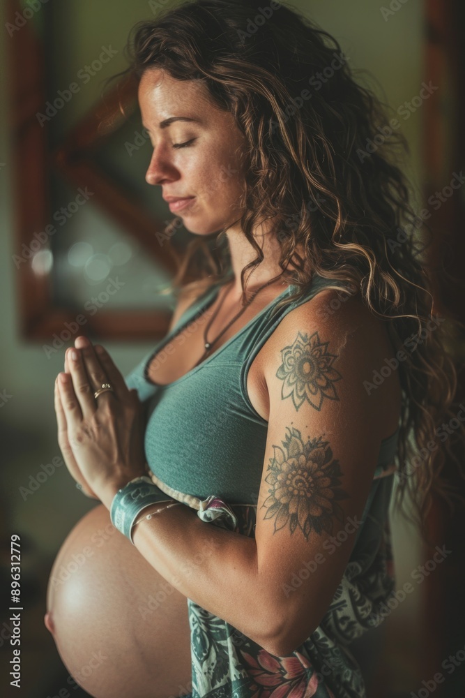 Naklejka premium Expecting mother in meditative pose.