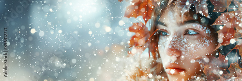 Woman In Winter Leaves