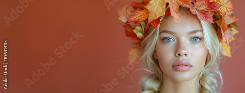 Woman With Autumn Leaves in Hair