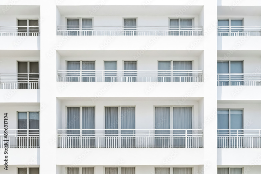 Minimalist White Building with Balconies Minimalist White Building with Balconies