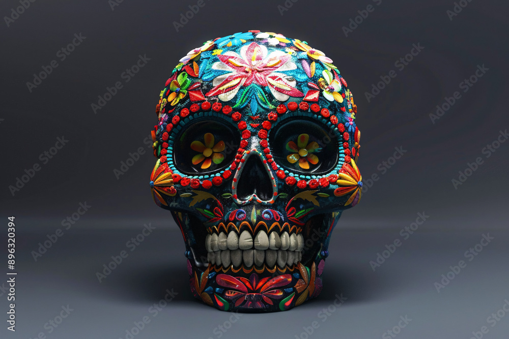 a colorful skull with flowers a colorful skull with flowers