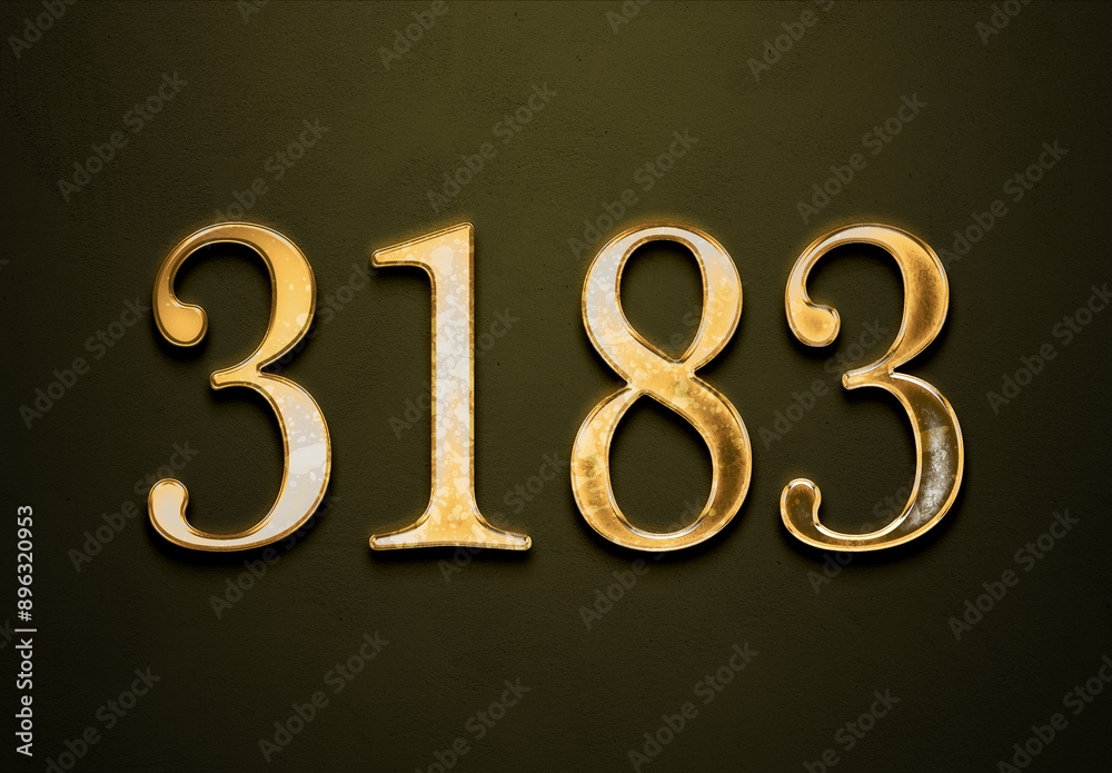 Old gold effect of 3183 number with 3D glossy style Mockup. Old gold effect of 3183 number with 3D glossy style Mockup.