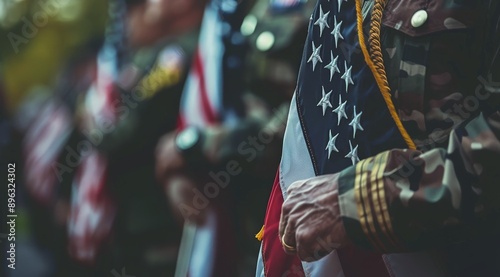 Soldier's Hands on American Flag