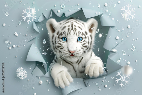 a white tiger with blue eyes photo