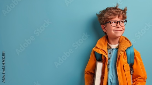 Boy in Orange Jacket Looking Up