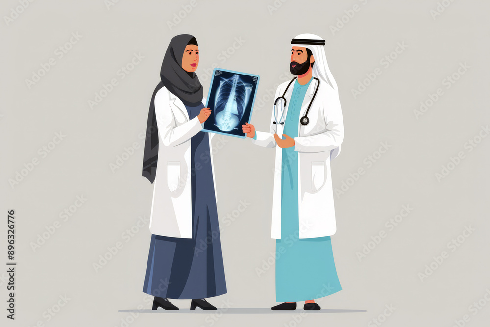Arabic Doctors in Cartoon Style Arabic Doctors in Cartoon Style