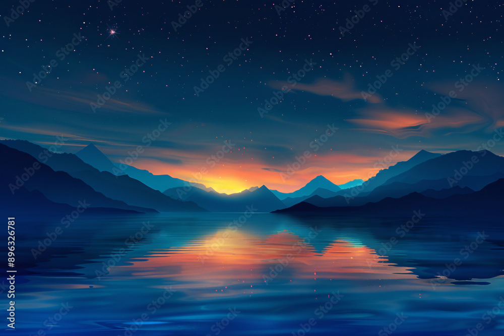 a sunset over a lake a sunset over a lake