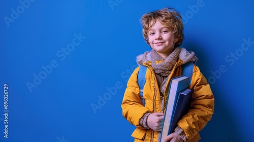 Boy in Orange Jacket Looking Up