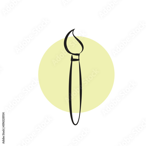Paint Drawing Brush Vector Line Icon