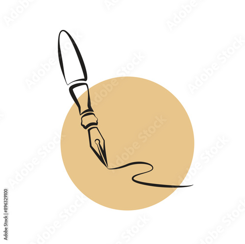 Classic calligraphy ink pen vector icon design