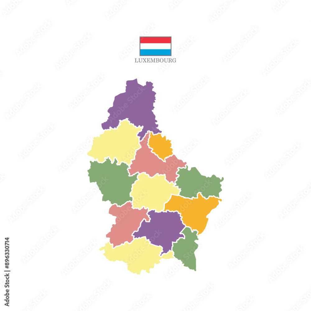 Fototapeta premium Silhouette and colored luxembourg map vector illustration map Europe