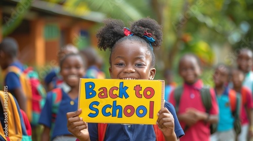 Young Girl Holding Back To School Sign
