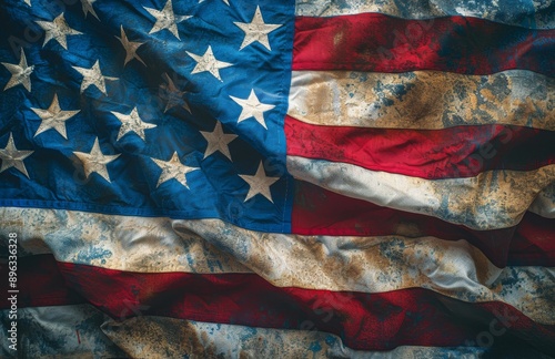 Waving American Flag Close-Up