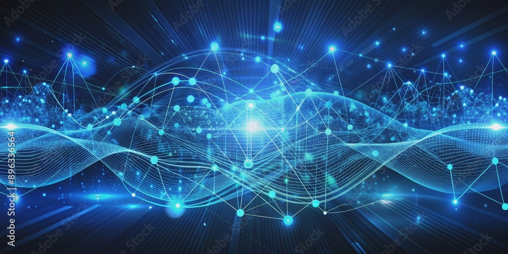 Abstract Digital Network Connection with Glowing Nodes and Lines, Technology, Digital, Network, Data Abstract Digital Network Connection with Glowing Nodes and Lines, Technology, Digital, Network, Data