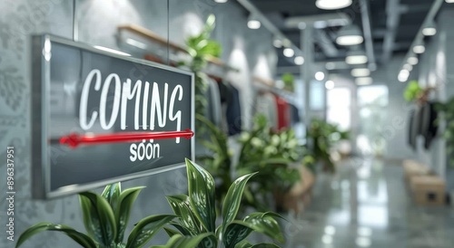 Coming Soon Sign in Modern Retail Space