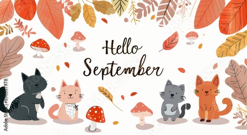 Cartoon Bears Welcome September With Autumn Leaves