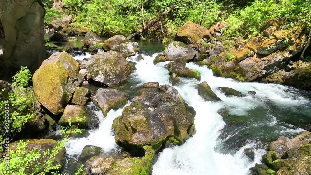Aerial of Toketee Falls Cascading Amid Lush Oregon Wilderness Aerial of Toketee Falls Cascading Amid Lush Oregon Wilderness