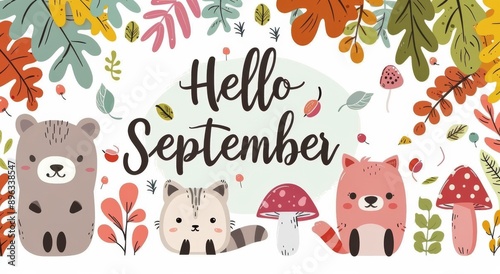 Cartoon Bears Welcome September With Autumn Leaves