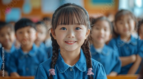 Young Girl Smiles in Classroom