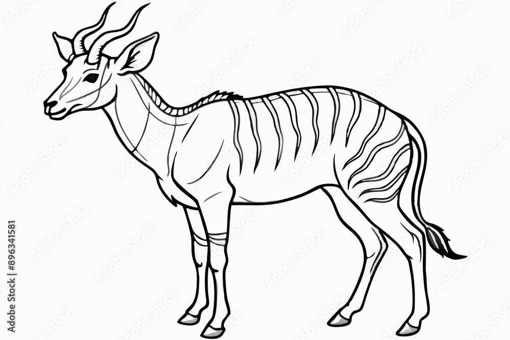Obraz premium Funny Antelope Vector Illustration with White Background Cartoons, Clipart, Line Art Design, Funny antelope vector illustration with white background. Ideal for cartoons, clipart, and line art design.