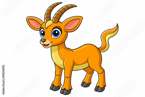 Funny Antelope Vector Illustration with White Background Cartoons, Clipart, Line Art Design, Funny antelope vector illustration with white background. Ideal for cartoons, clipart, and line art design. photo