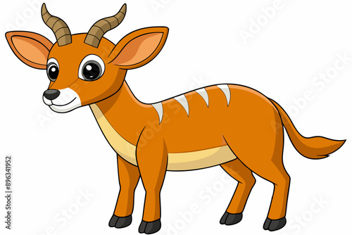 Funny Antelope Vector Illustration with White Background Cartoons, Clipart, Line Art Design, Funny antelope vector illustration with white background. Ideal for cartoons, clipart, and line art design. photo