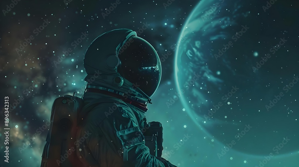 Spaceman and planet human in space concept Spaceman and planet human in space concept