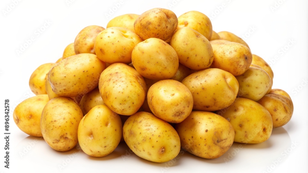 A Heap of Yellow Potatoes, isolated on white background , potato , vegetable , cooking , food A Heap of Yellow Potatoes, isolated on white background , potato , vegetable , cooking , food