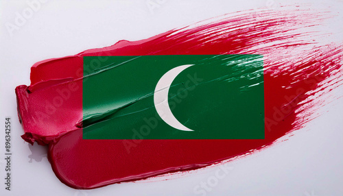 Paint stain in the colours of the Maldivian flag photo