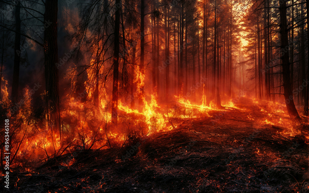 fire in the forest. generative ai fire in the forest. generative ai