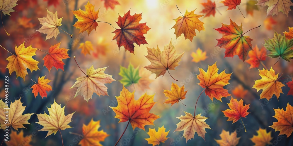 Falling Autumn Leaves in Warm Colors, Digital Art, Maple Leaves, Nature, Season , autumn , nature Falling Autumn Leaves in Warm Colors, Digital Art, Maple Leaves, Nature, Season , autumn , nature