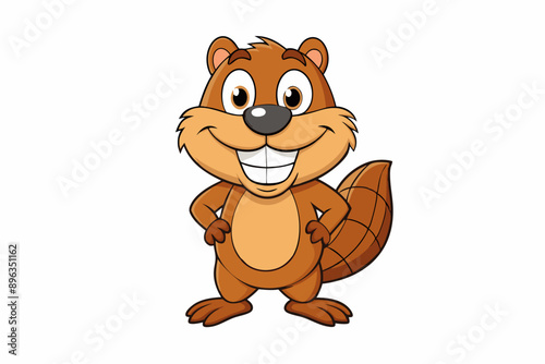 Funny Beaver with White Background Vector Illustration, Cartoons, Clipart, and Line Art Design, Funny beaver vector illustration, cartoons, clipart, and line art design with a white background.