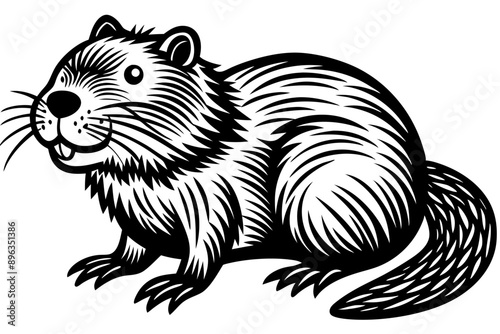 Funny Beaver with White Background Vector Illustration, Cartoons, Clipart, and Line Art Design, Funny beaver vector illustration, cartoons, clipart, and line art design with a white background. photo