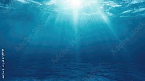 Sea underwater view with sun light