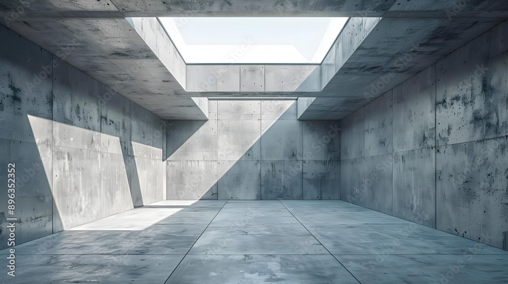Abstract empty modern concrete room with skylight Abstract empty modern concrete room with skylight