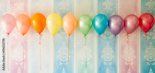 Rainbow party balloons wallpaper background 005