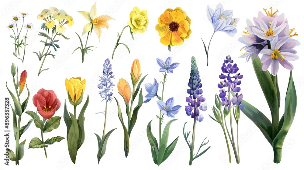 Spring garden flowers set Spring garden flowers set