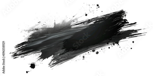 Wallpaper Mural Black ink brush stroke, Black brush splashes isolated on transparent png.
 Torontodigital.ca