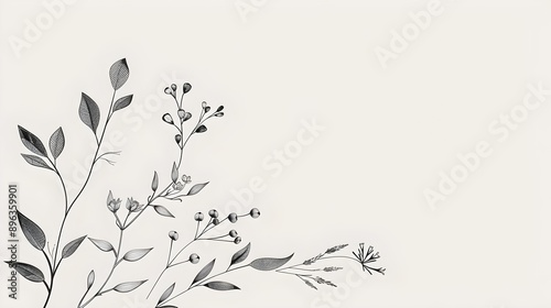 Trendy floral branch and minimalist flowers