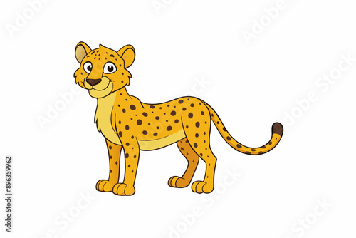 Funny Cheetah Vector Illustration, Cartoon Clipart, and Line Art Design on White Background, Funny cheetah vector illustration, cartoon clipart, and line art design on white background. photo